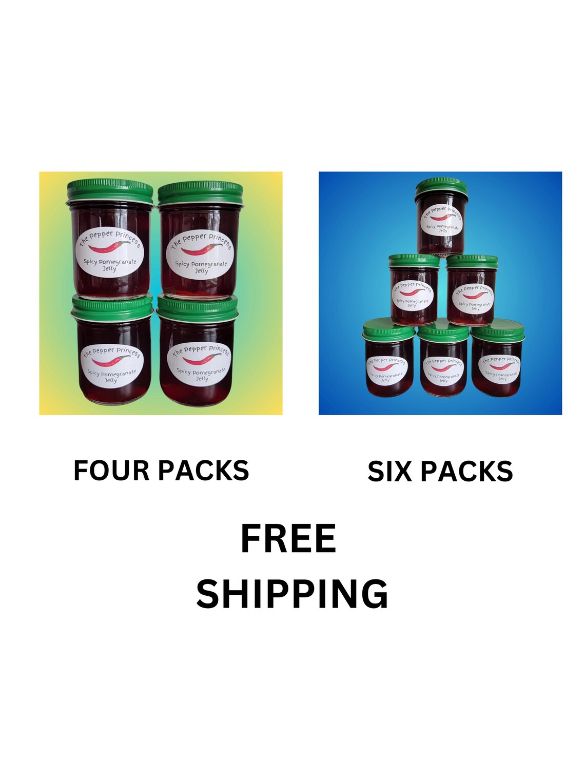 Spicy Pomegranate Jelly 4 or 6 Pack Bundle w/ Free Shipping
