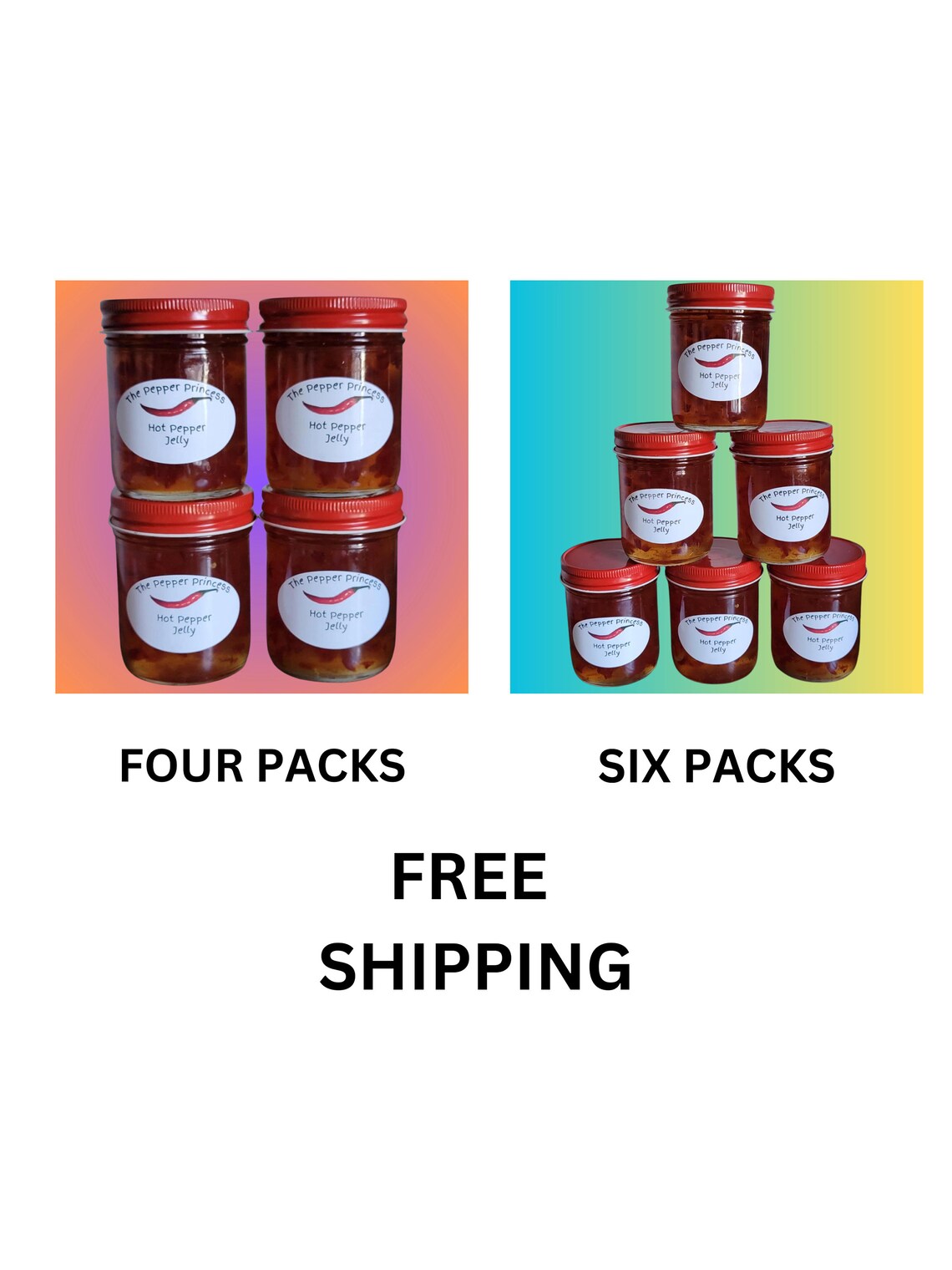 Hot Pepper Jelly 4 or 6 Pack Bundle w/Free Shipping