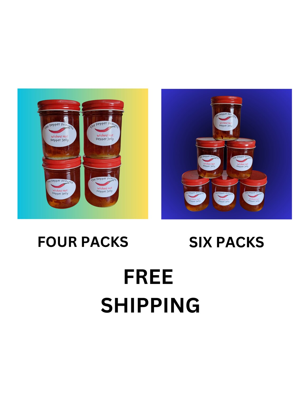 Wicked Hot Pepper Jelly 4 or 6 Pack Bundle w/Free Shipping