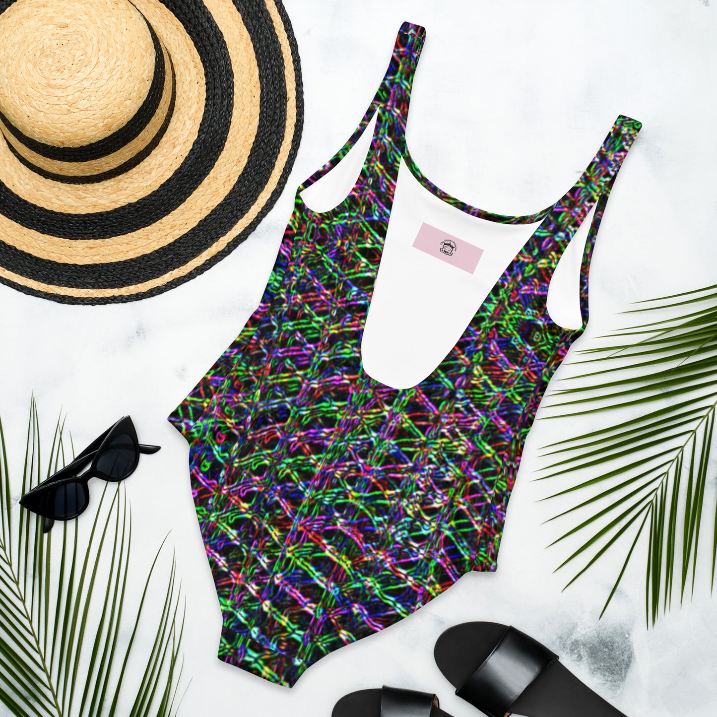 Black Matrix Multi Colored One Piece Swimsuit