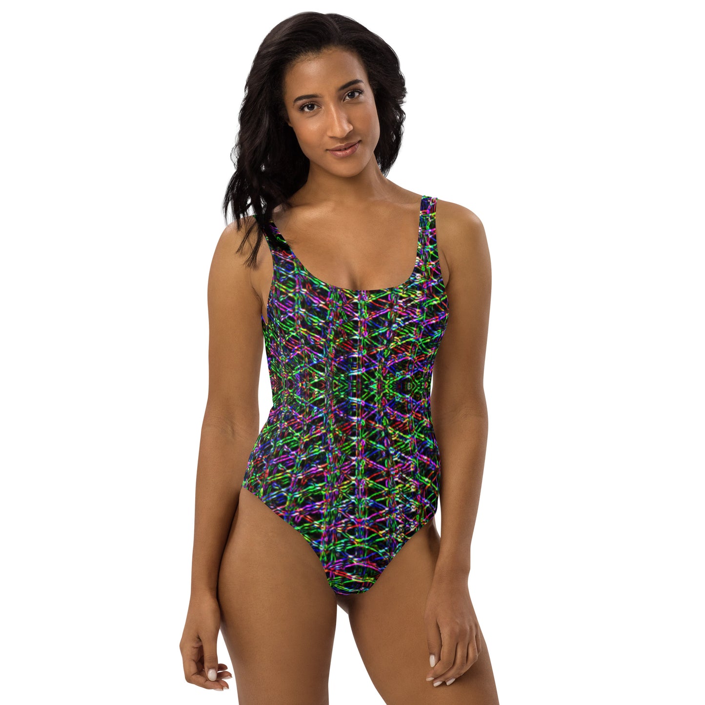 Black Matrix Multi Colored One Piece Swimsuit