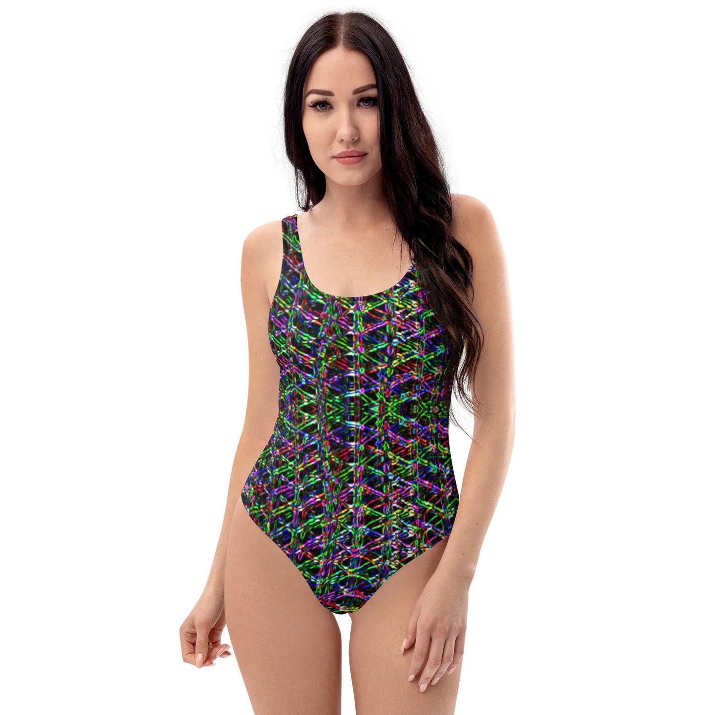 Black Matrix Multi Colored One Piece Swimsuit