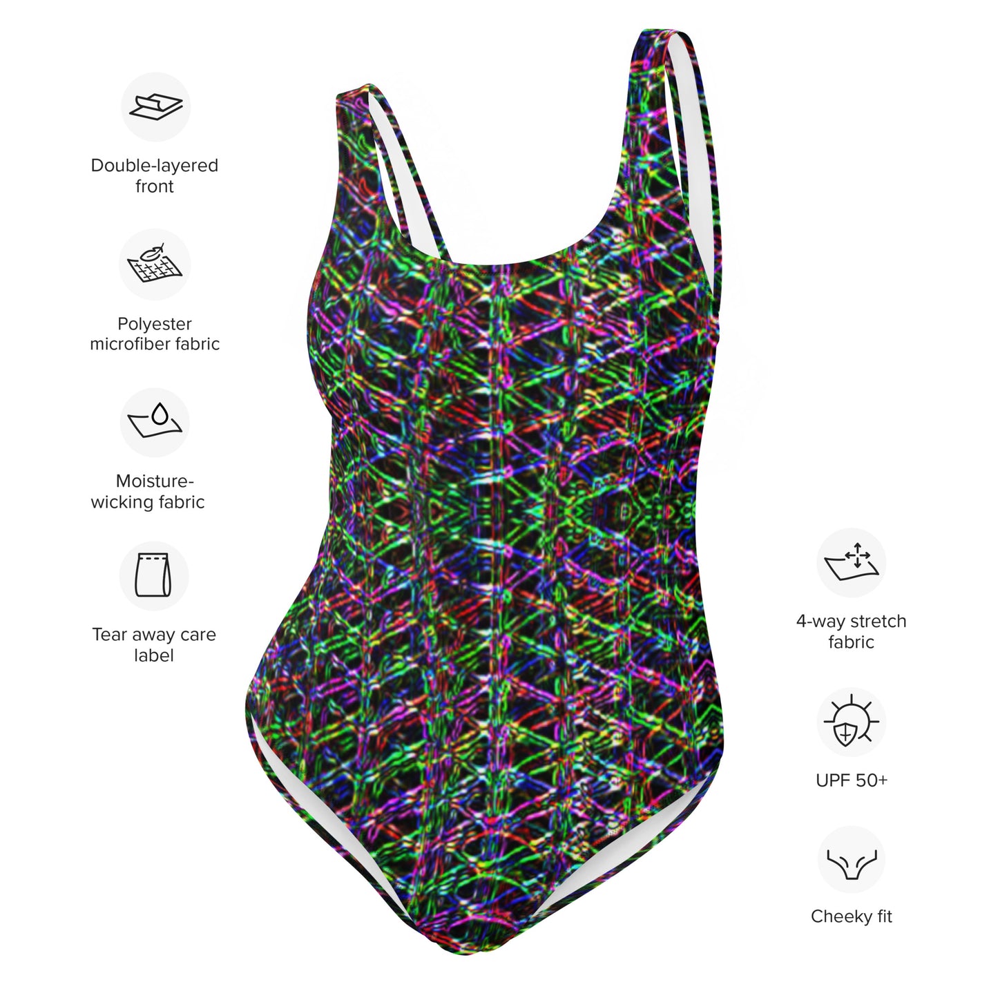 Black Matrix Multi Colored One Piece Swimsuit