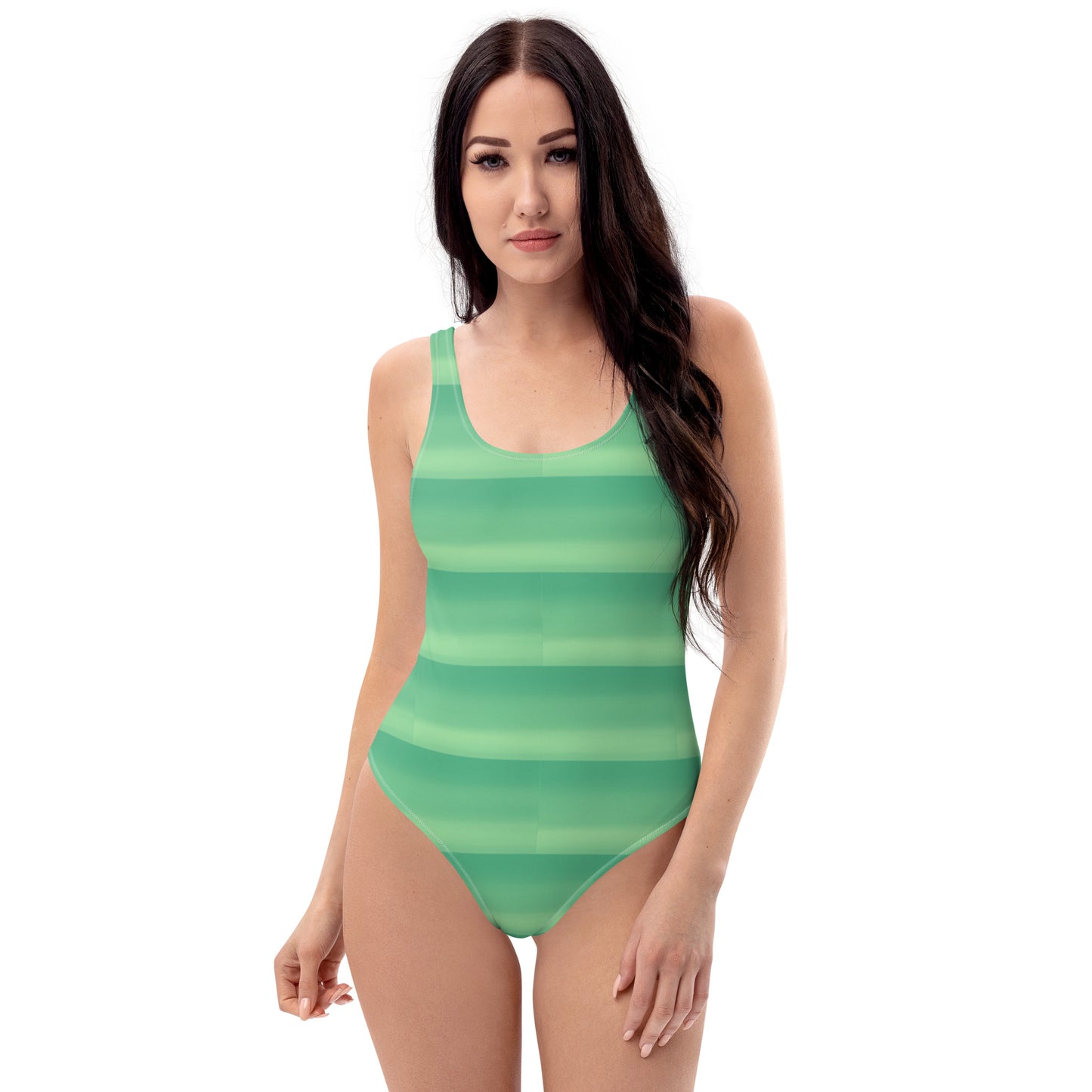 Green Stripe One Piece Swimsuit