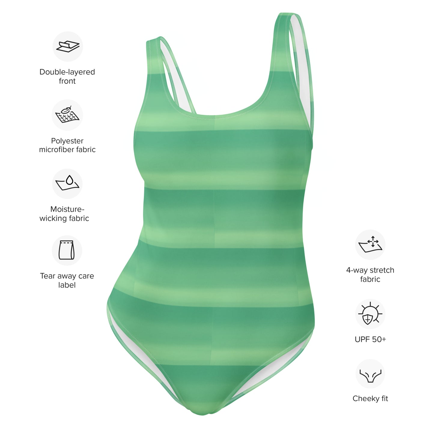 Green Stripe One Piece Swimsuit