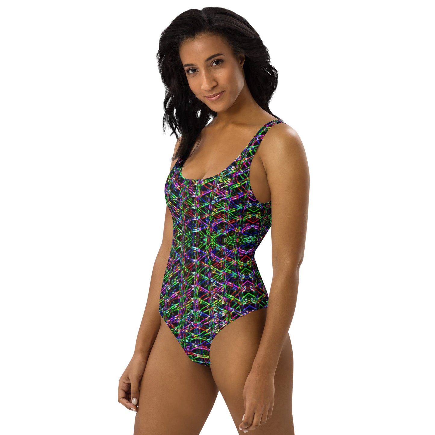 Black Matrix Multi Colored One Piece Swimsuit