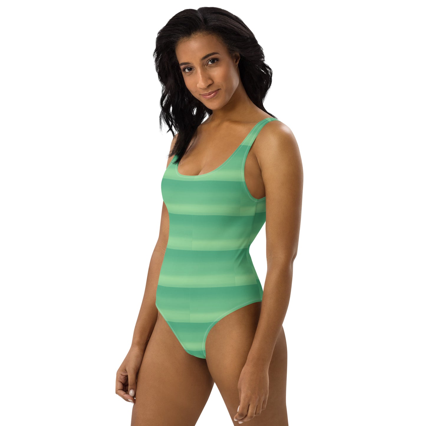 Green Stripe One Piece Swimsuit