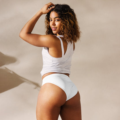 White Recycled High Waisted Bikini Bottom