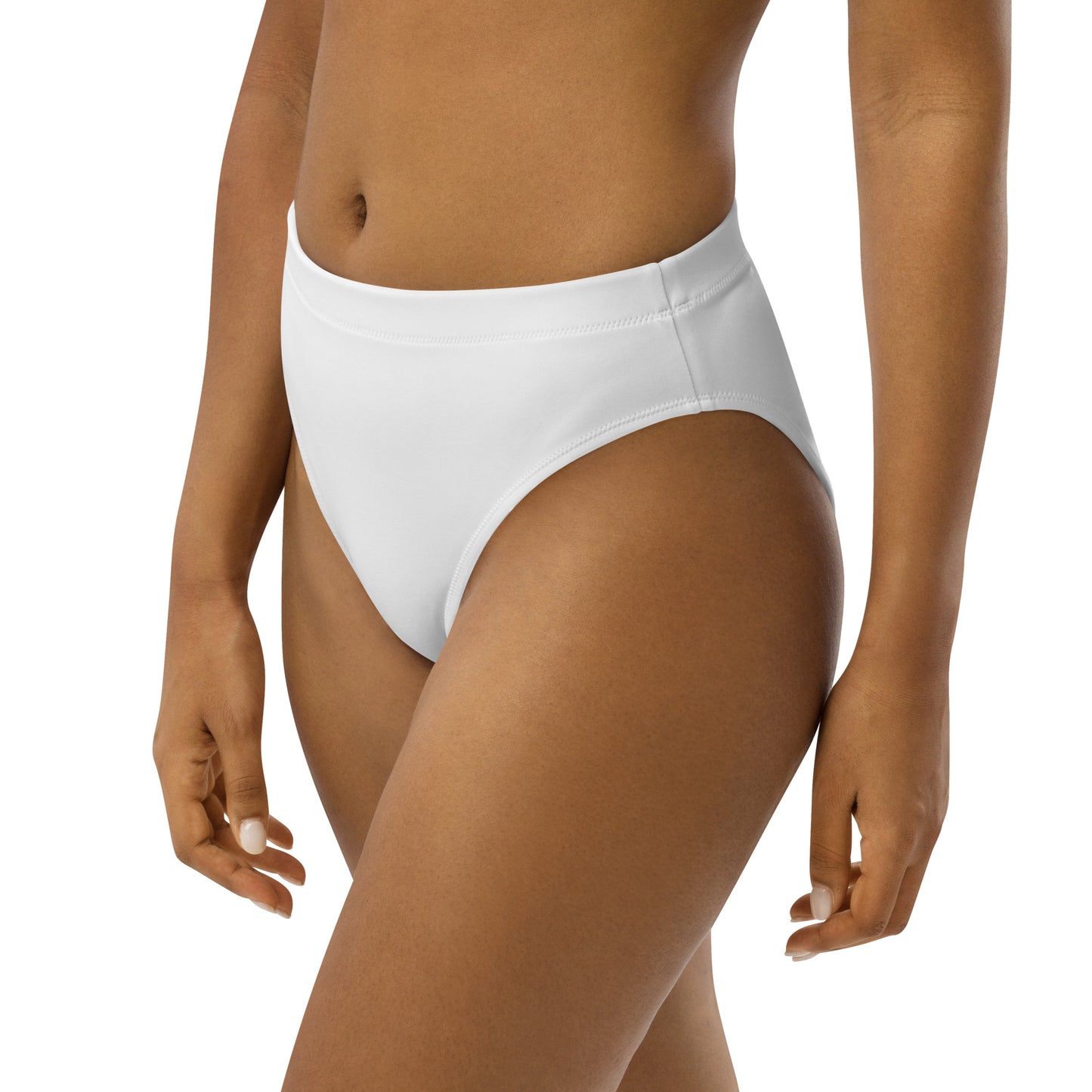 White Recycled High Waisted Bikini Bottom