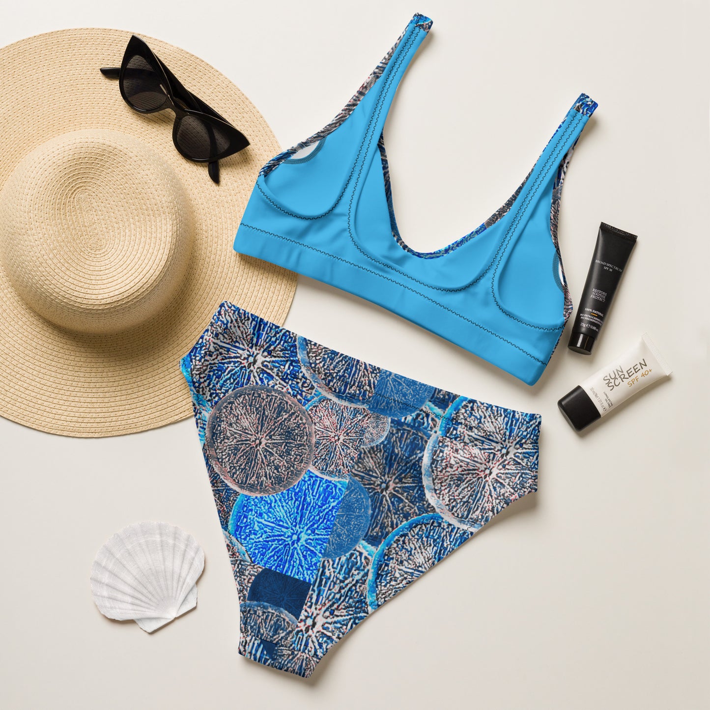 Cool Blue Citrus Recycled High Waisted Bikini