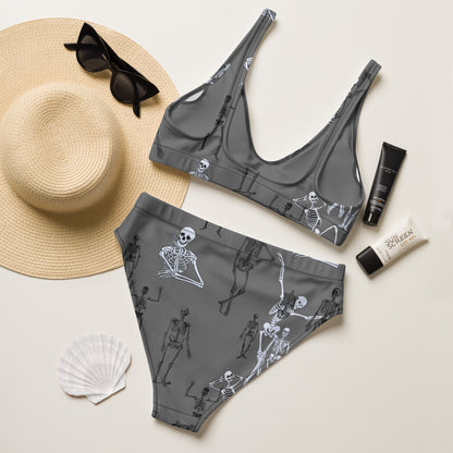 Grey Skeleton Recycled High Waisted Bikini