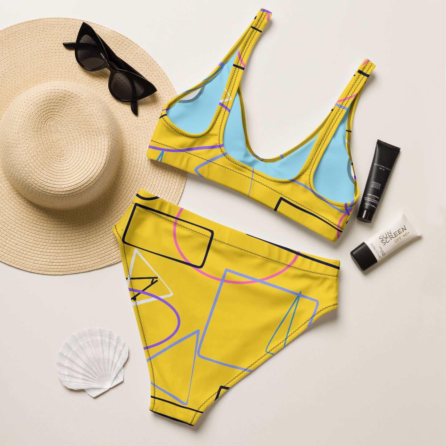 Yellow Matrix Recycled High Waisted Bikini