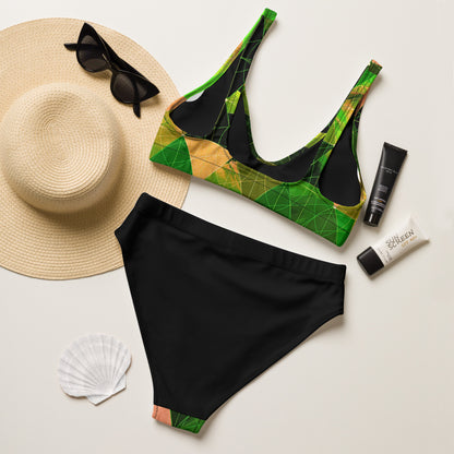 Green Triangles Recycled High Waisted Bikini