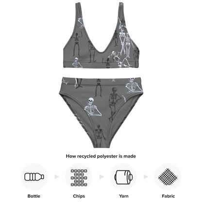 Grey Skeleton Recycled High Waisted Bikini