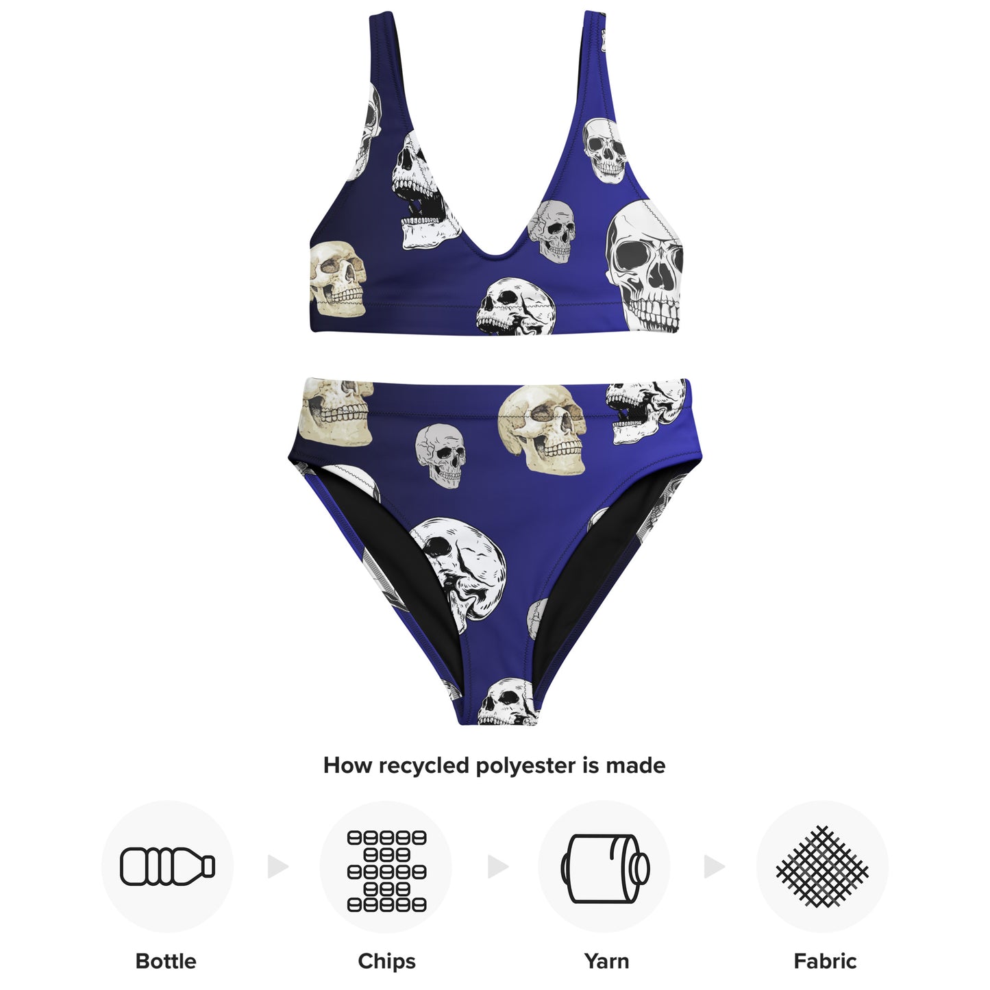 Blue Ombre Skull Recycled High Waisted Bikini