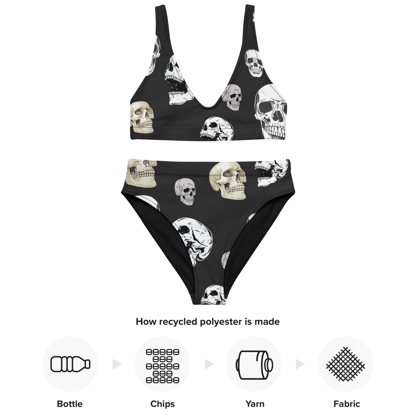 Black Skull Recycled High Waisted Bikini