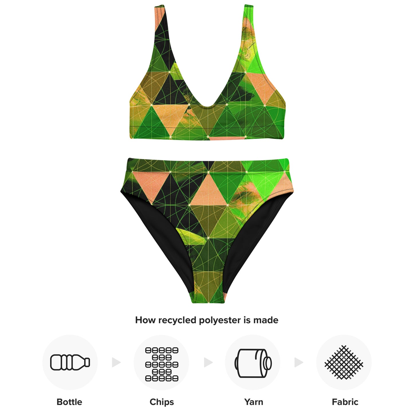 Green Triangles Recycled High Waisted Bikini