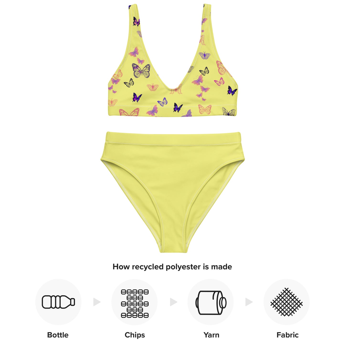 Yellow Butterflies Recycled High Waisted Bikini