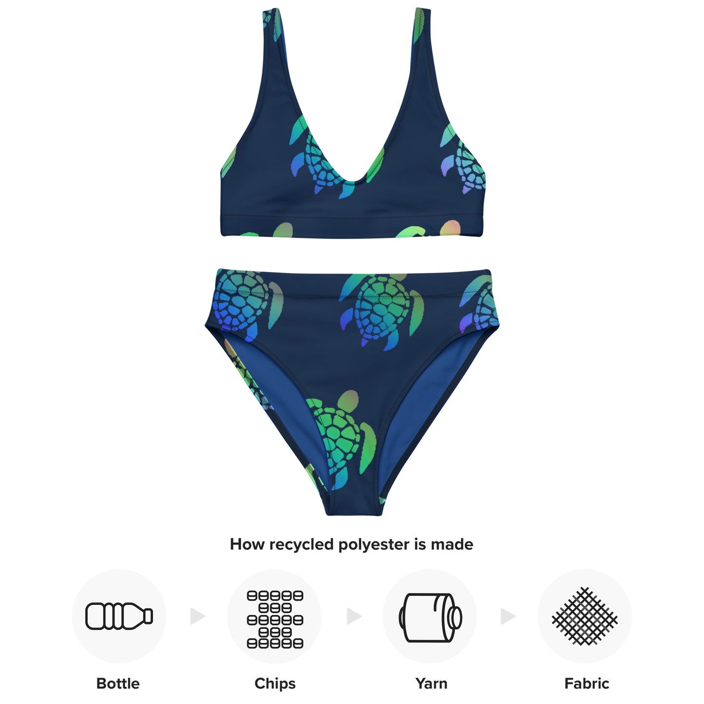 I Love Turtles Recycled High Waisted Bikini