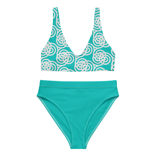 Seafoam Spiral Recycled High-Waisted Bikini