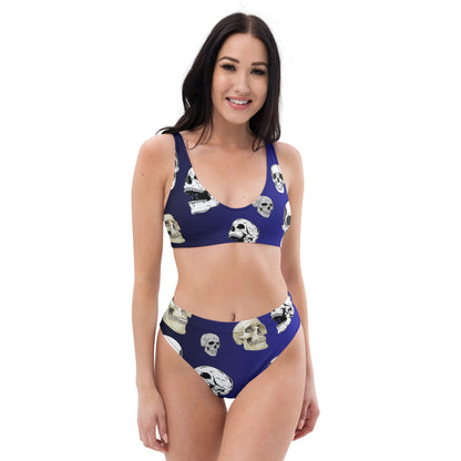 Blue Ombre Skull Recycled High Waisted Bikini