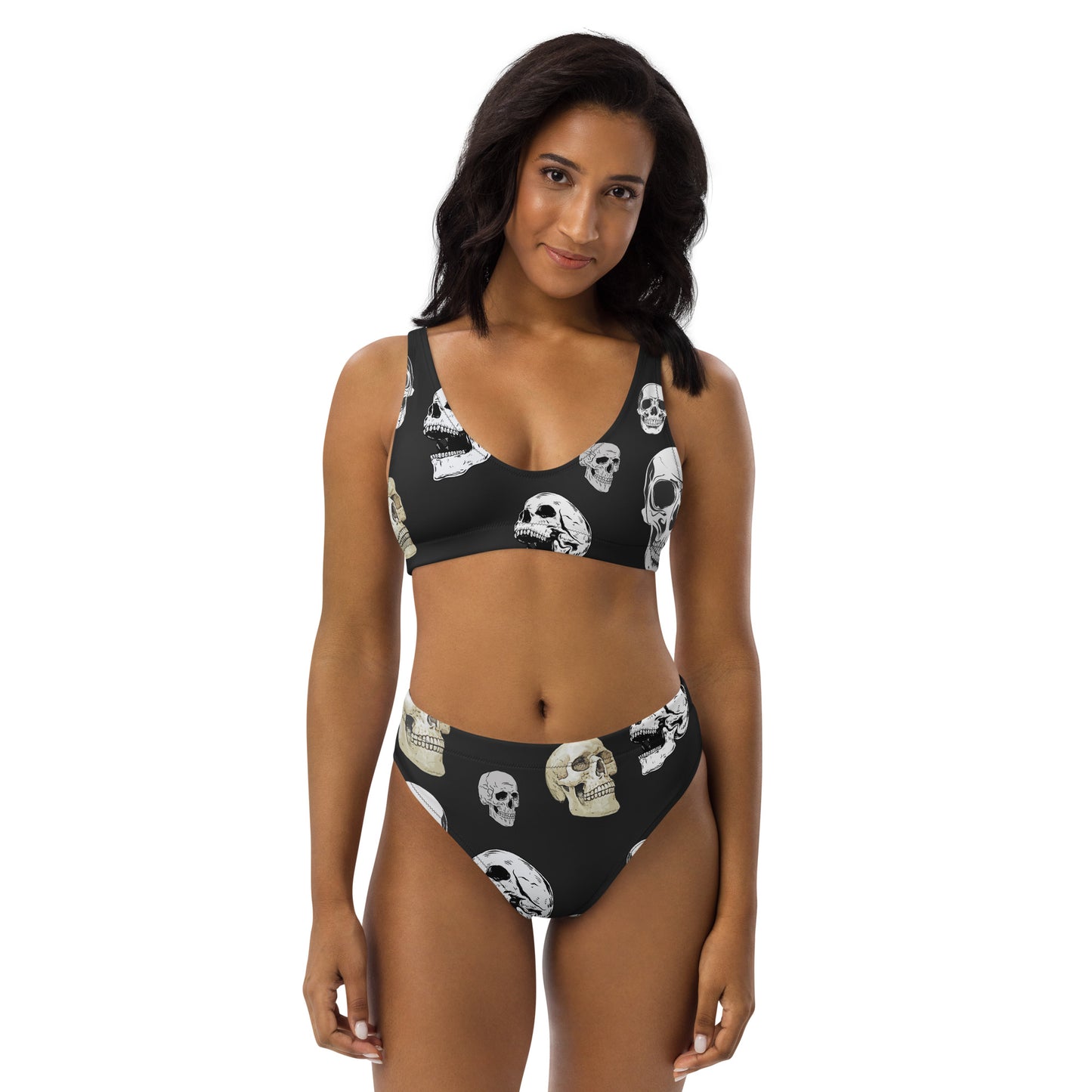 Black Skull Recycled High Waisted Bikini