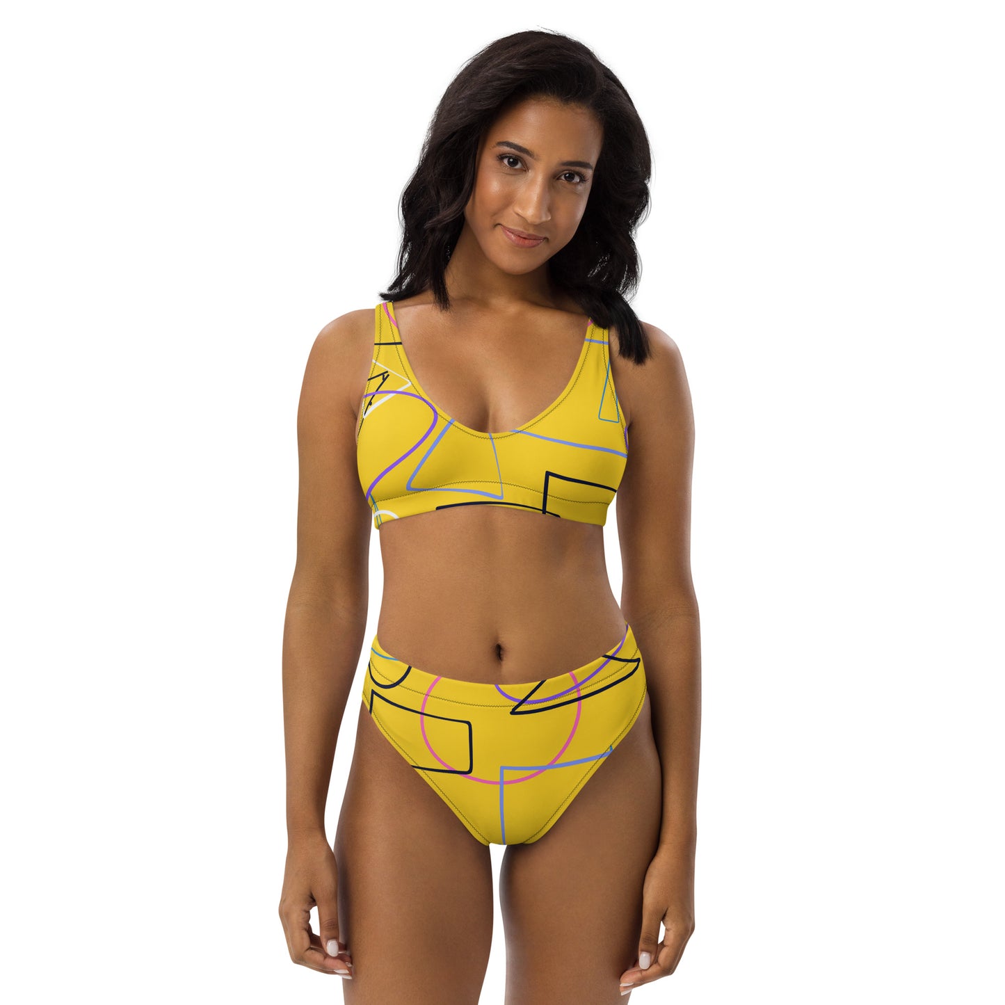 Yellow Matrix Recycled High Waisted Bikini