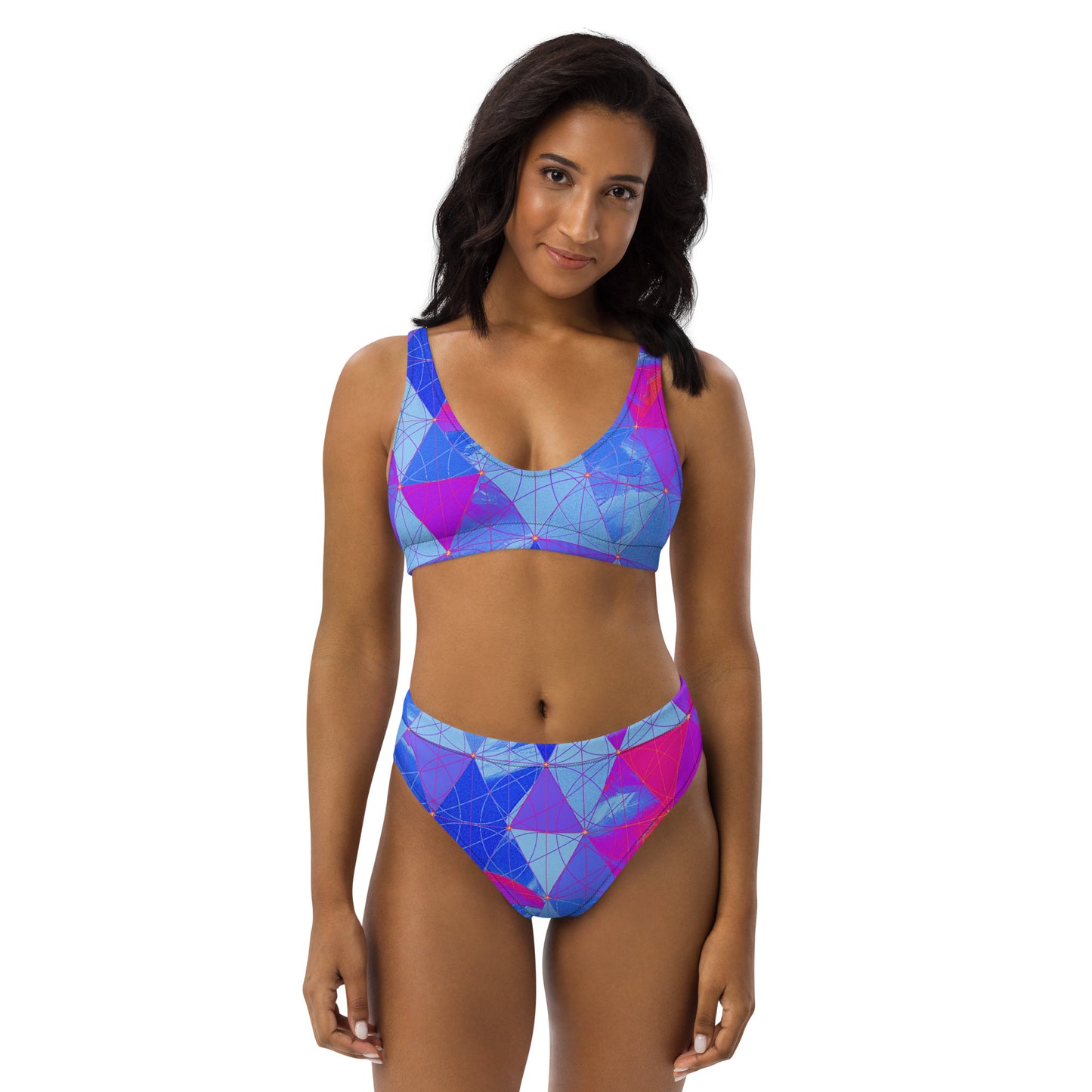 Blue, Pink & Purple Recycled High Waisted Bikini