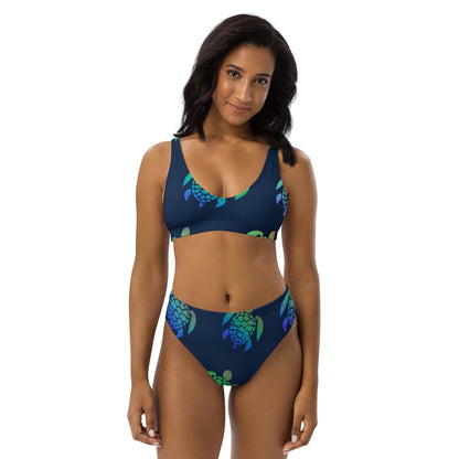 I Love Turtles Recycled High Waisted Bikini