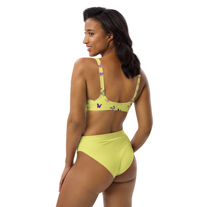 Yellow Butterflies Recycled High Waisted Bikini