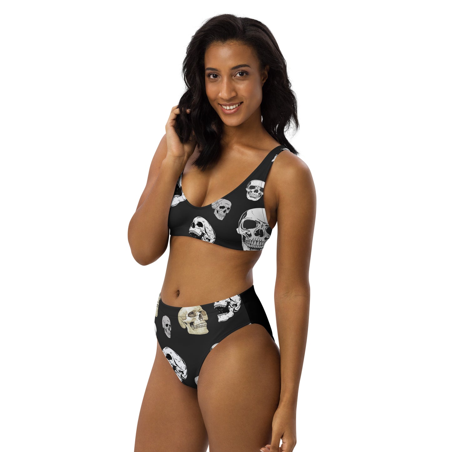 Black Skull Recycled High Waisted Bikini