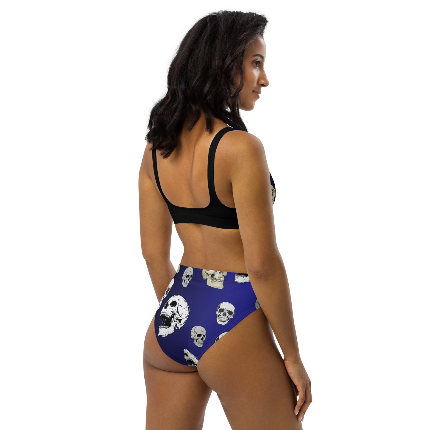 Blue Ombre Skull Recycled High Waisted Bikini