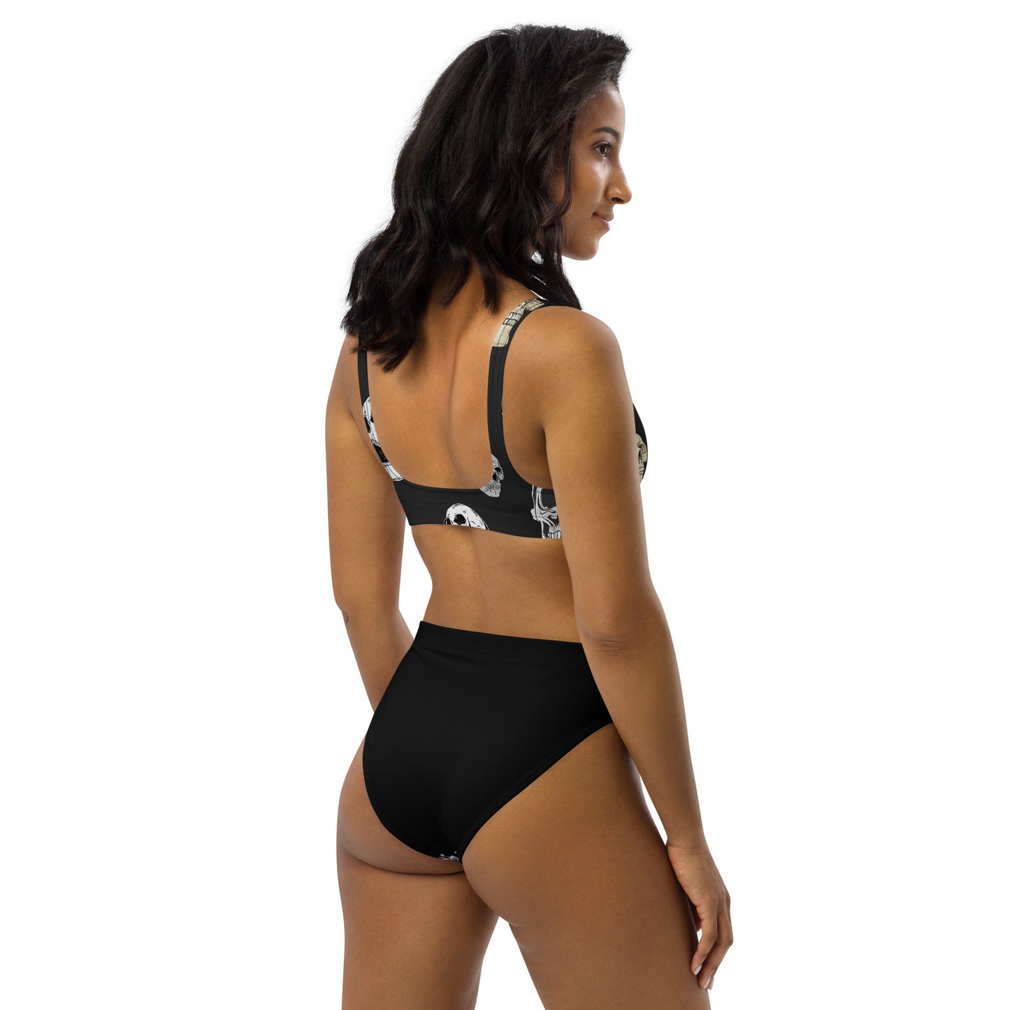 Black Skull Recycled High Waisted Bikini