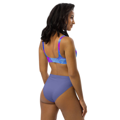 Blue, Pink & Purple Recycled High Waisted Bikini