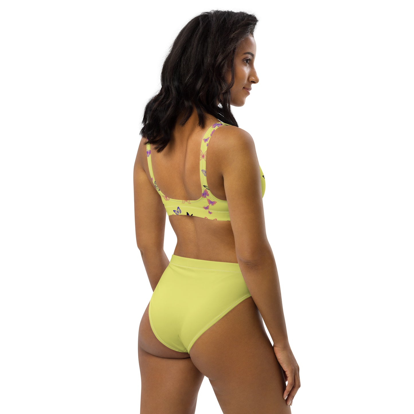 Yellow Butterflies Recycled High Waisted Bikini