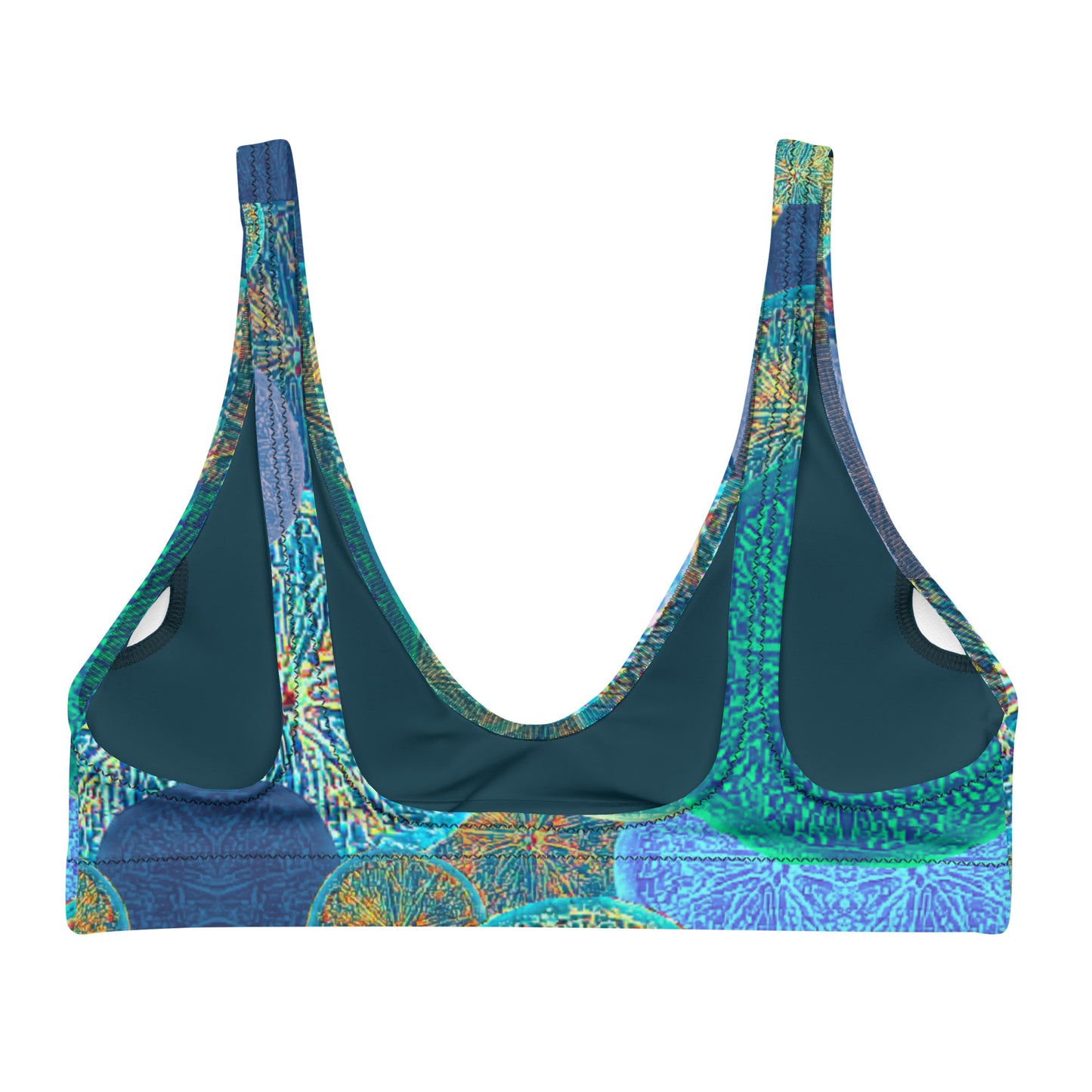 Blue Lemons Print Recycled Padded Bikini Top