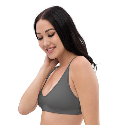 Solid Gray Recycled Padded Bikini Top