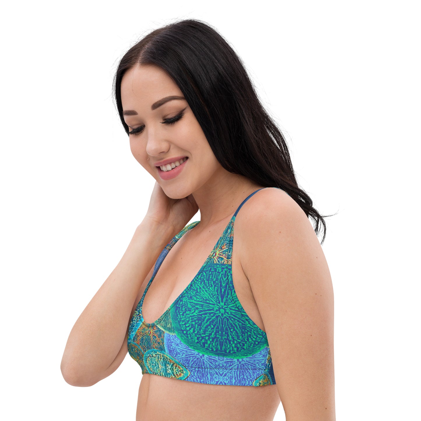 Blue Lemons Print Recycled Padded Bikini Top