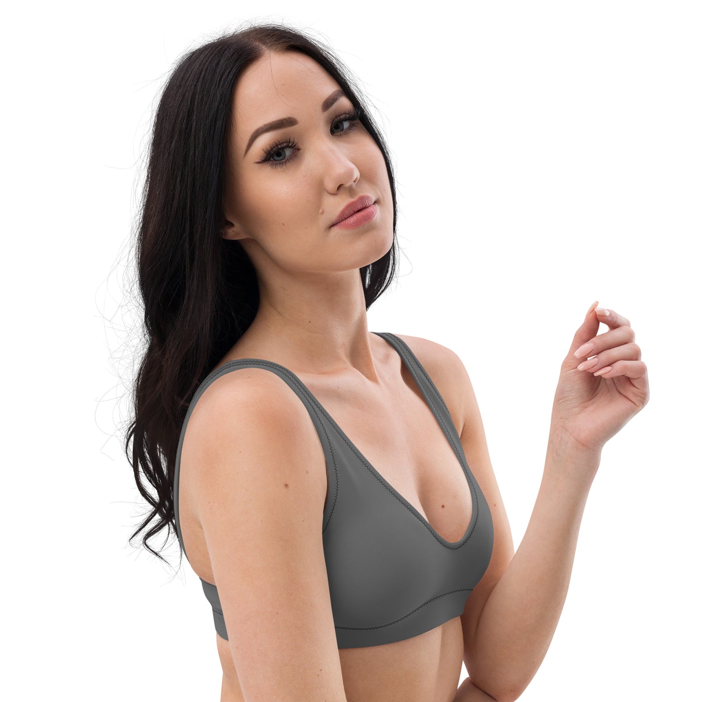 Solid Gray Recycled Padded Bikini Top