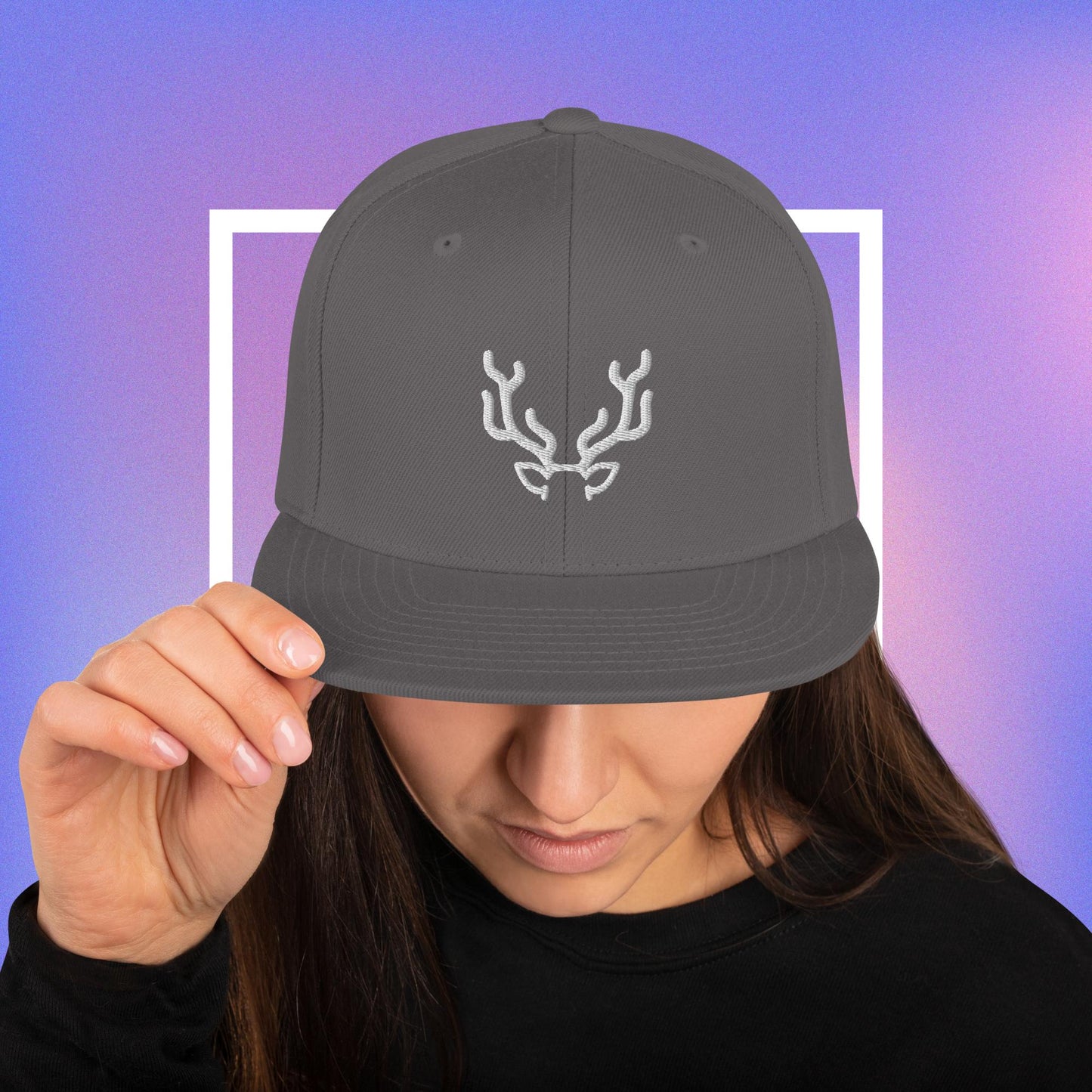 Deer Antler Purple Background Snapback Hat