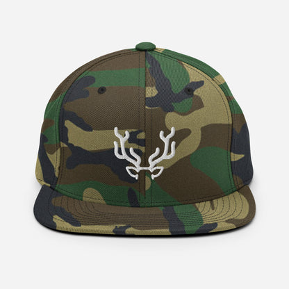 Deer Head & Antlers Snapback Hat