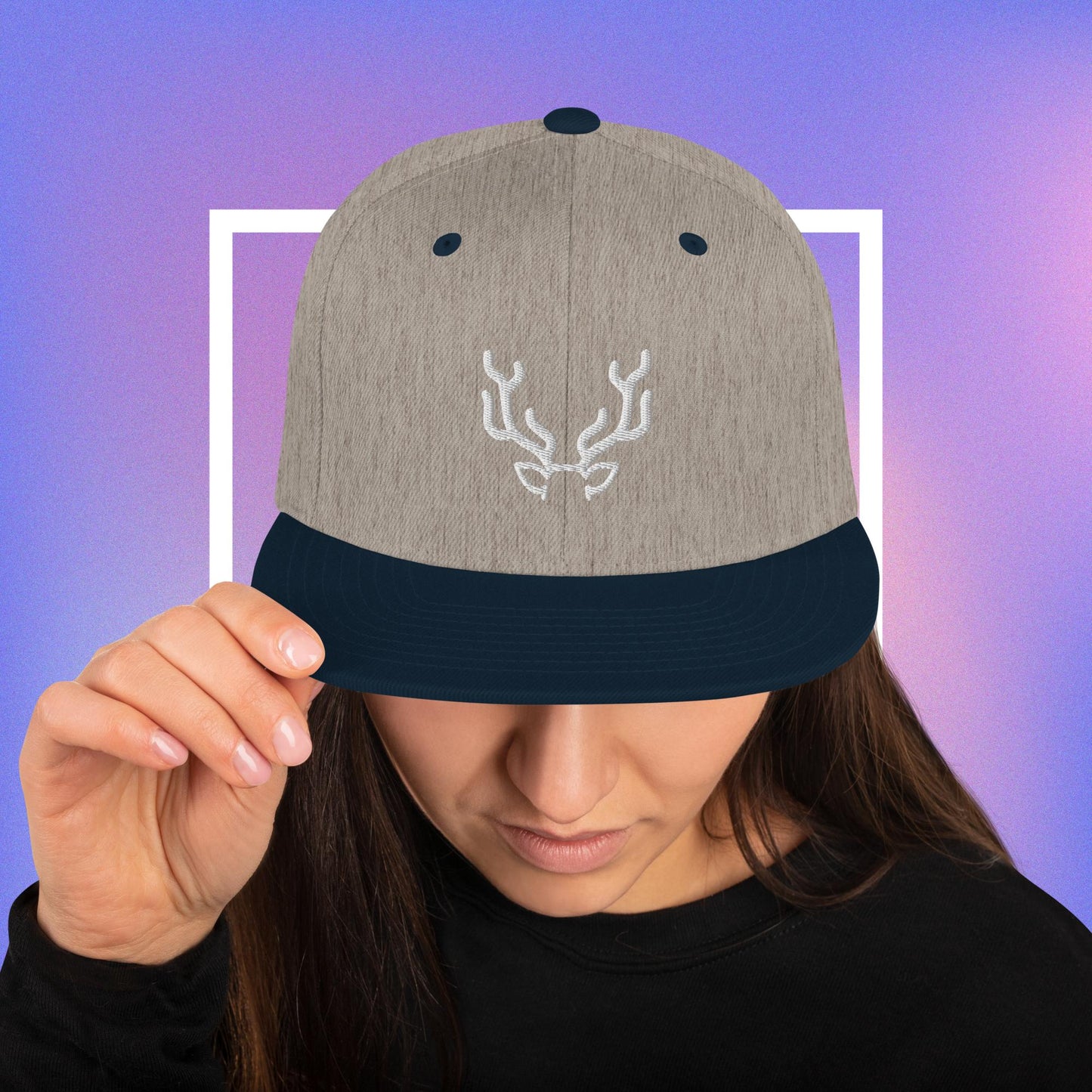 Deer Antler Purple Background Snapback Hat