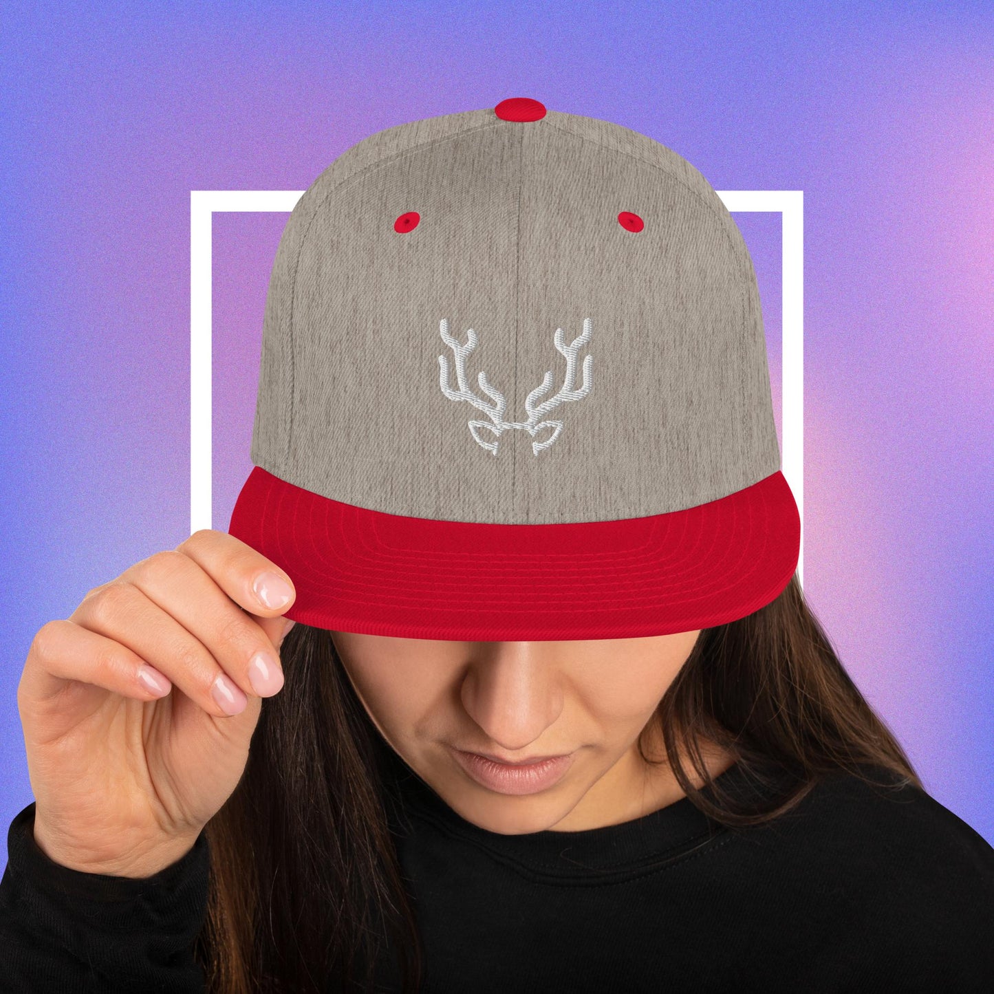 Deer Antler Purple Background Snapback Hat