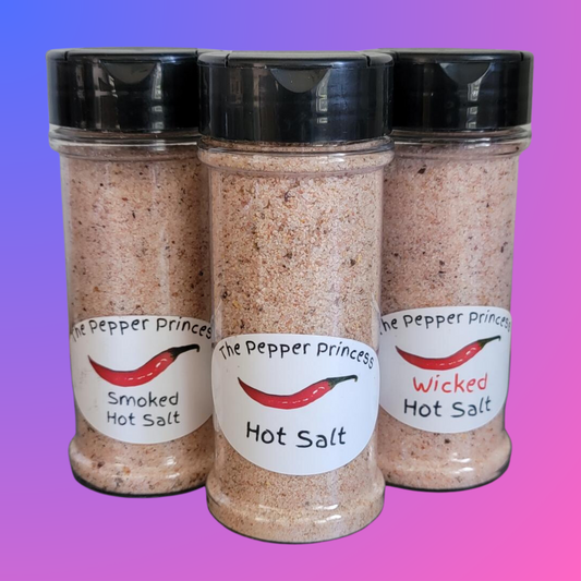 3 Pack: Hot Pepper Salt, Smoked Hot Salt and Wicked Hot Salt