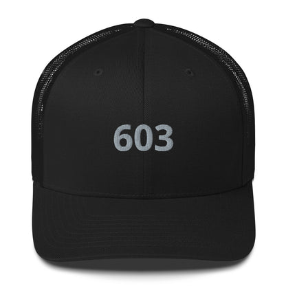 New Hampshire '603' Silver Thread Trucker Cap