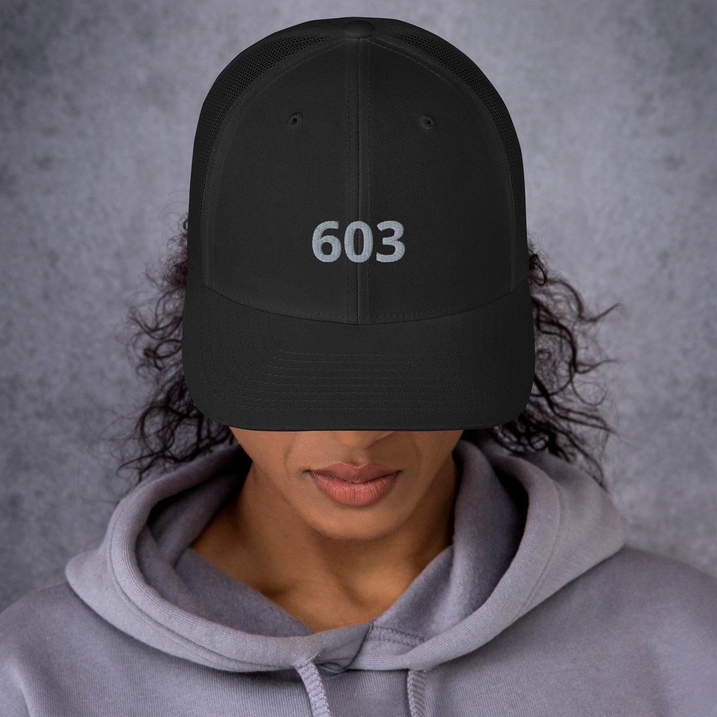 New Hampshire '603' Silver Thread Trucker Cap