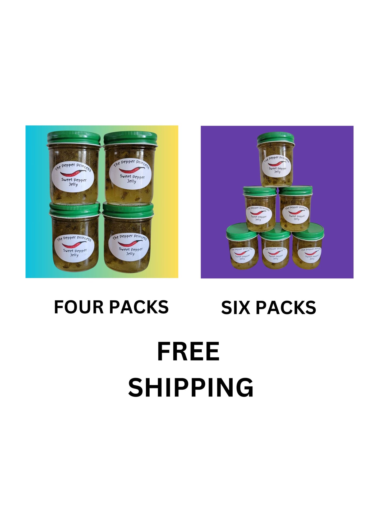 Sweet Pepper Jelly 4 or 6 Pack Bundle w/Free Shipping